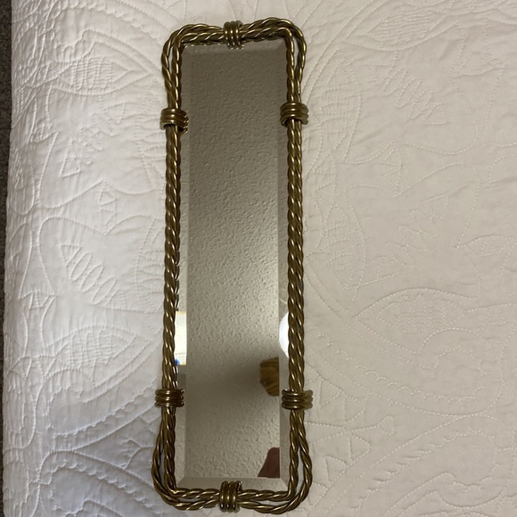 Vintage Brass Twisted Rope Dresser Mirror Tray - Picture 2 of 11